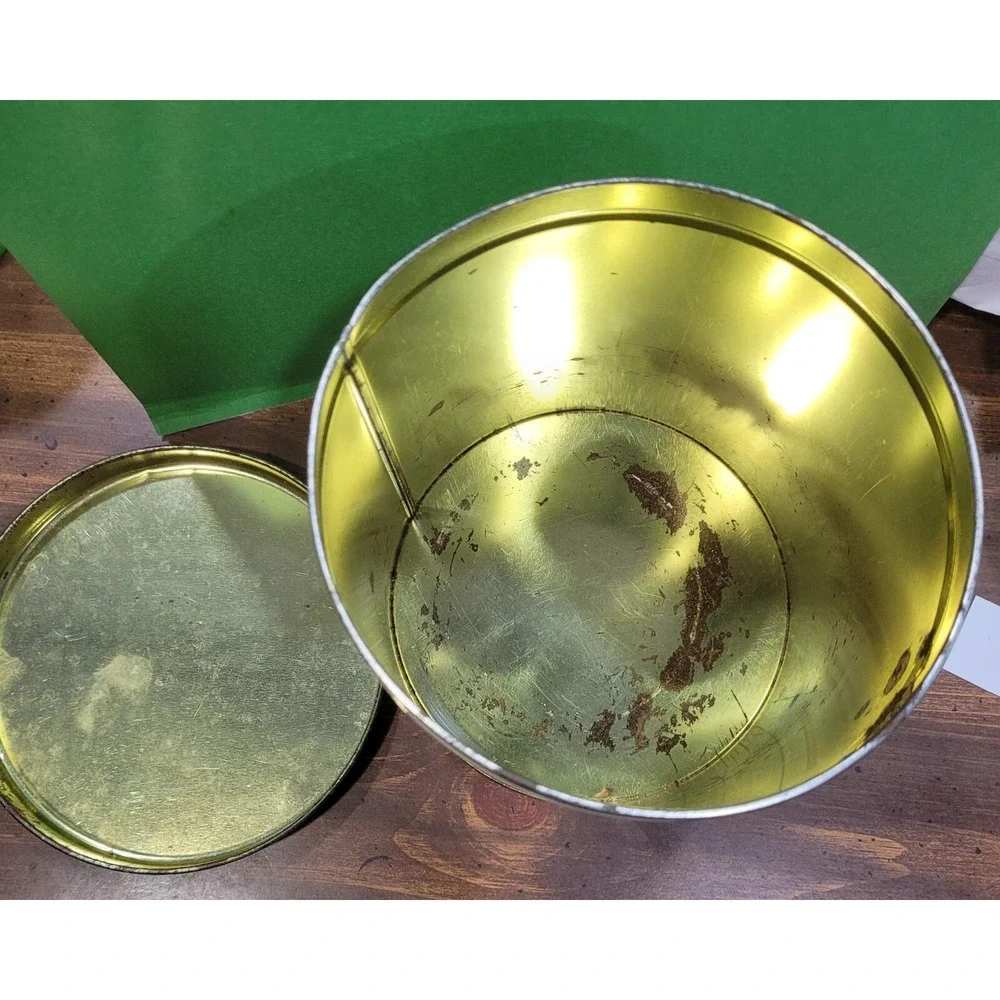 Sugar Shack  Canister Tin Round Lid Brown Cream Nesting